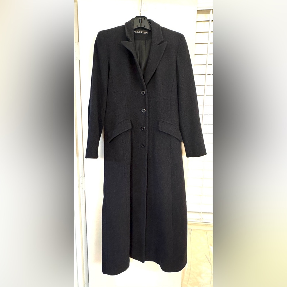 Anne Klein Charcoal Gray Long Coat